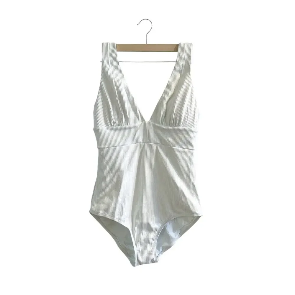 Andie Swim Sample The Mykonos Ribbed One Piece in White S